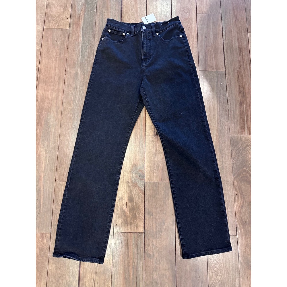 Madewell Womens NM186 High-Rise Straight Leg Jeans Black Size 27